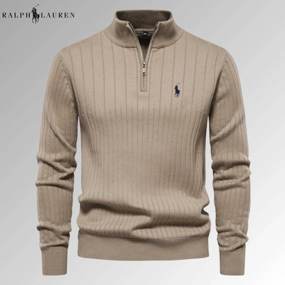 Quarter-Zip Ribbed Jumper