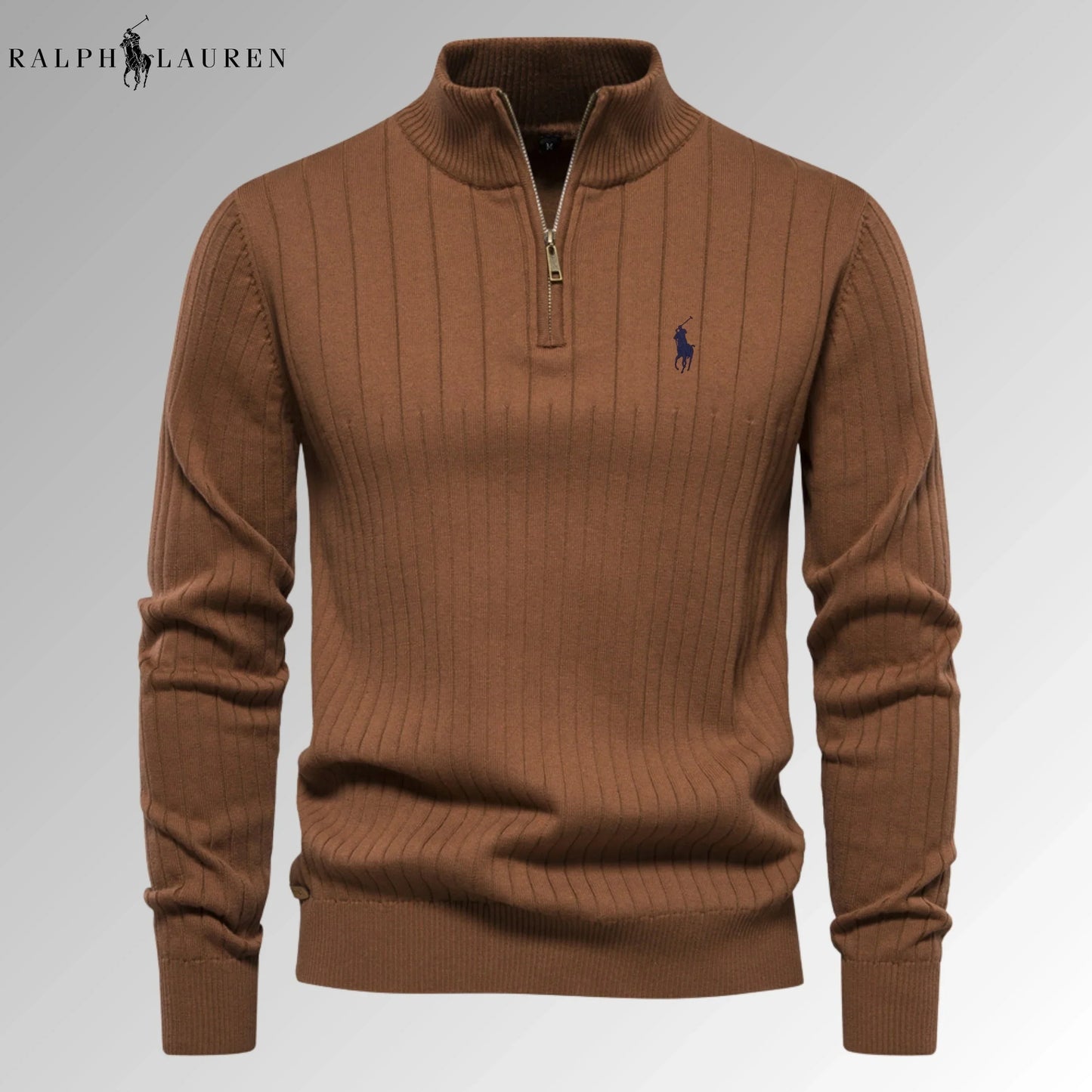 Quarter-Zip Ribbed Jumper